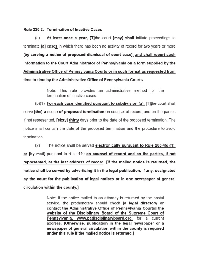 PA Rule 230.2 | PDF | Government | Common Law