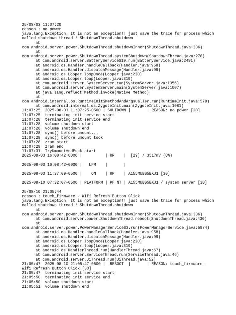 Android Shutdown and Reboot Logs | PDF | Music Technology | Embedded ...