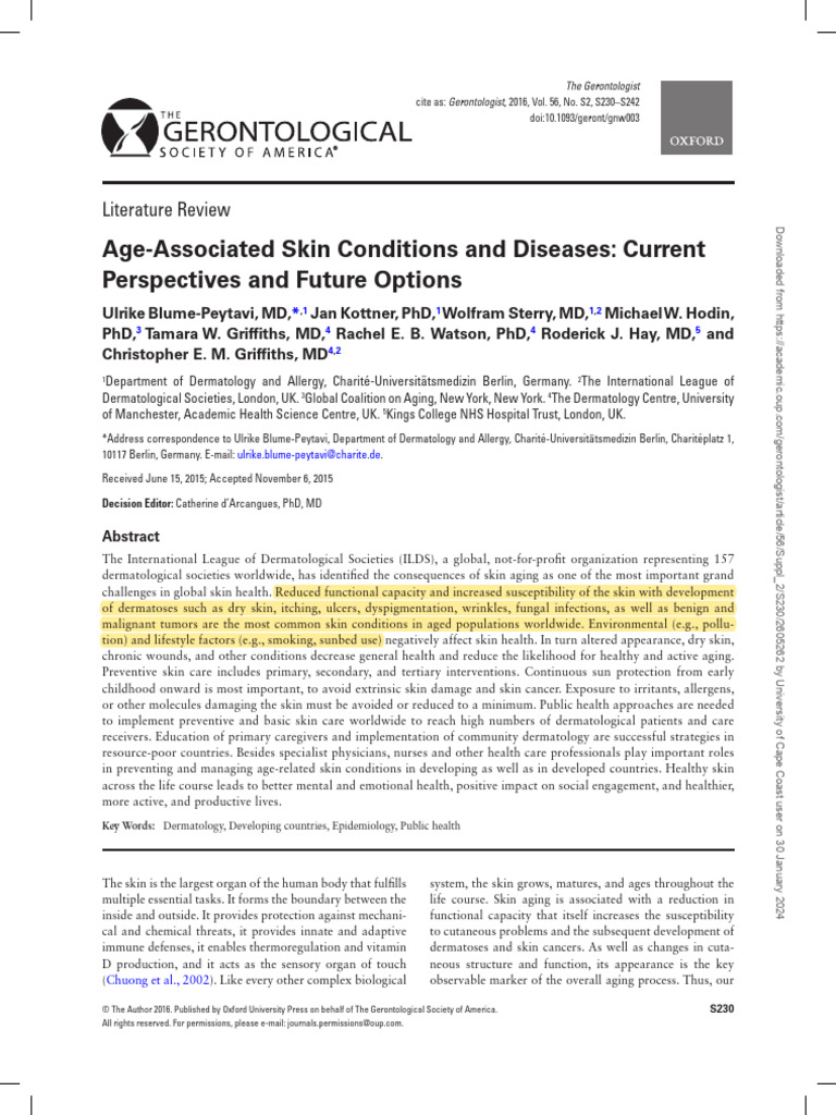 Age-Related Skin Conditions Overview | PDF | Skin Care | Extracellular ...