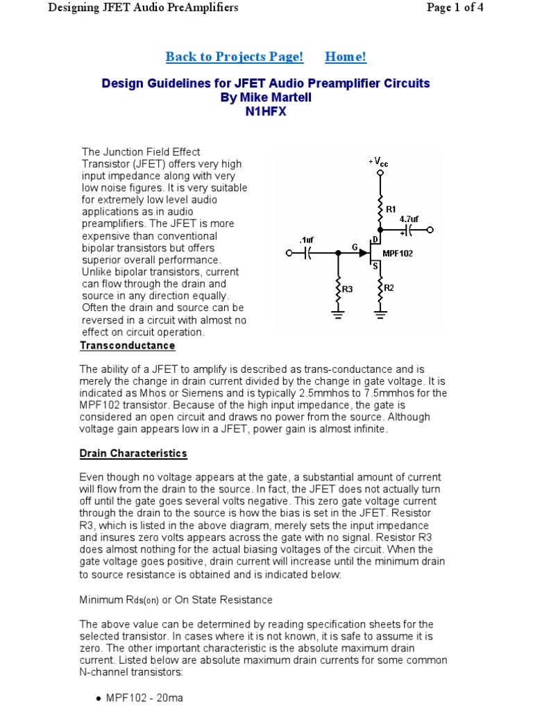 JFET Audio Preamplifier Design Guide | PDF | Field Effect Transistor ...