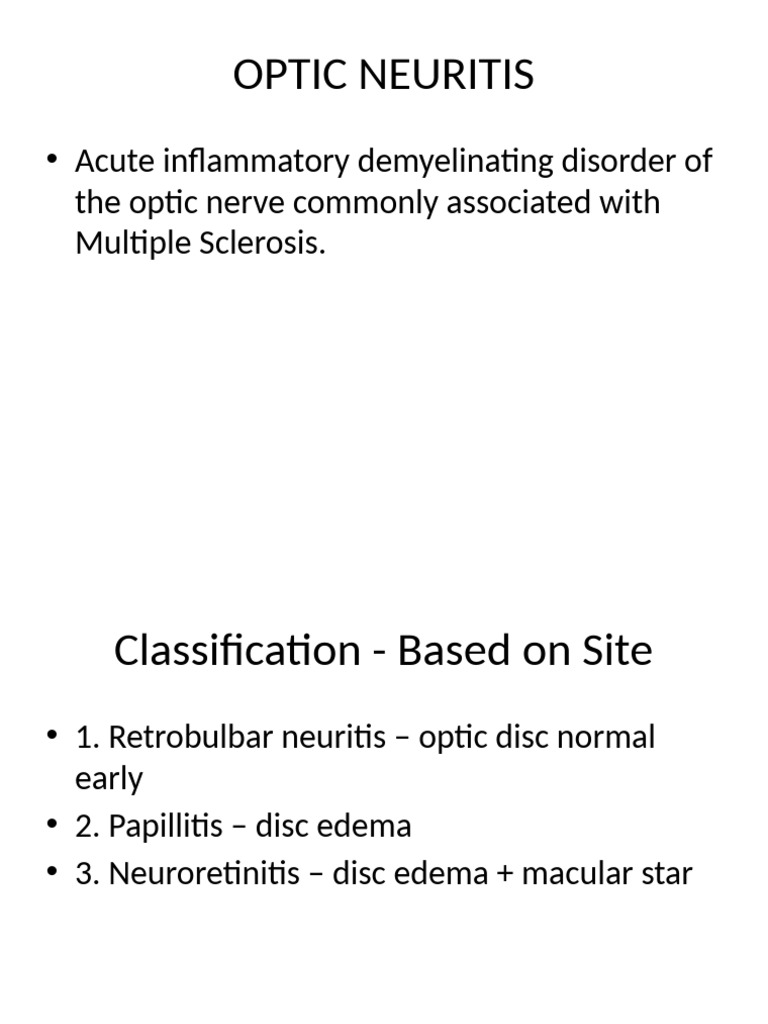 Optic Neuritis Presentation Extended | PDF