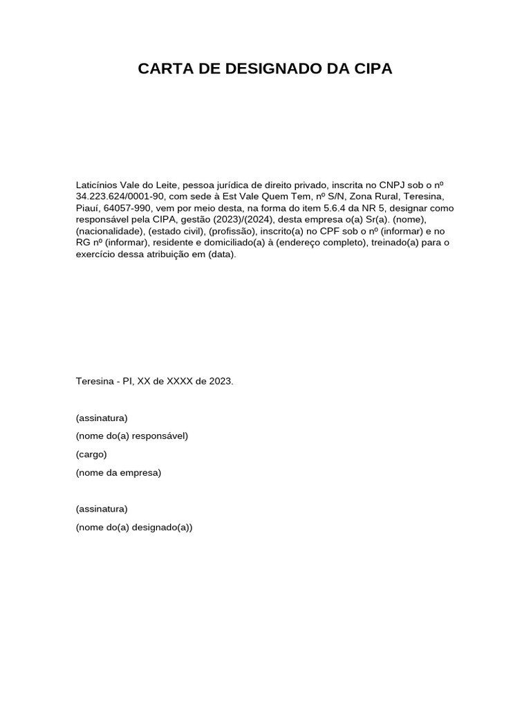 Designação CIPA Laticínios Vale do Leite | PDF