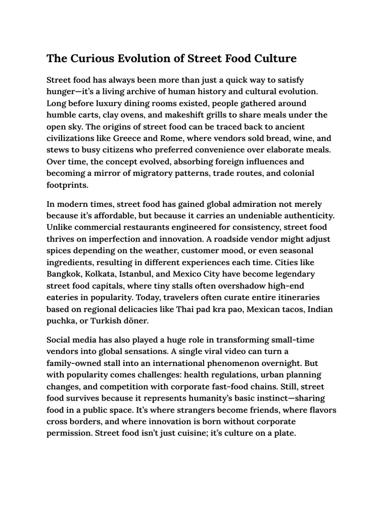 Evolution of Global Street Food Culture | PDF