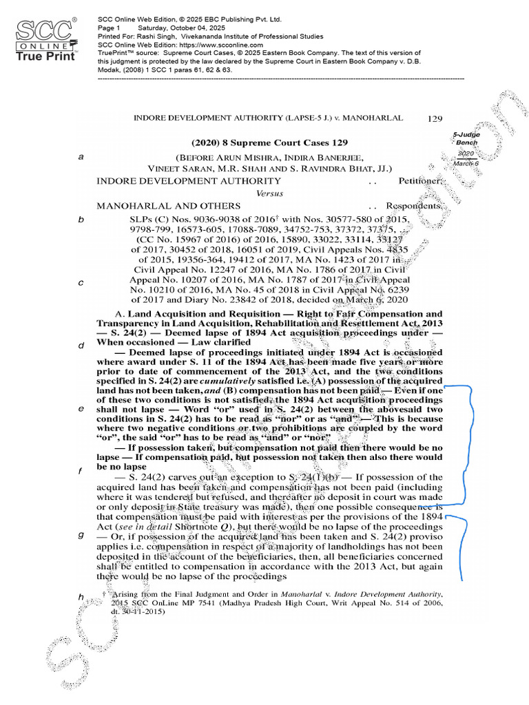 Modak Judgment Analysis: SCC 1, 2008 | PDF | Federal Judiciary Of The ...