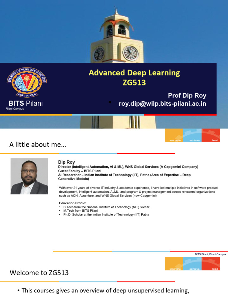 ZG513 Lecture 1 2025-26 Sem 1 | PDF | Data Compression | Deep Learning