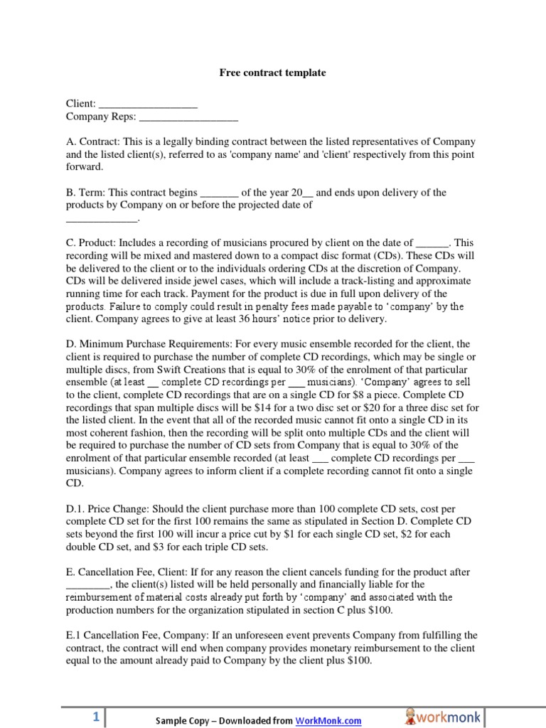 CD Recording Contract Template | PDF | Compact Disc | Royalty Payment