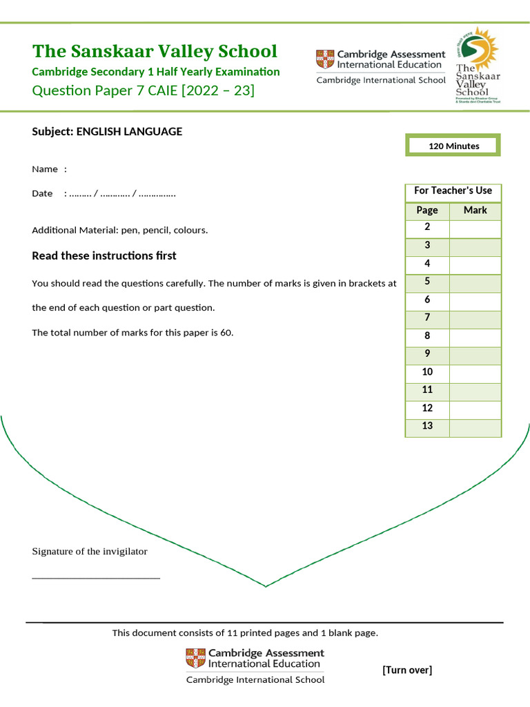 Cambridge English Exam Paper 2022-23 | PDF