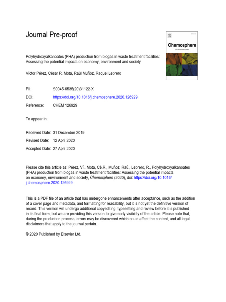 10 1016@j Chemosphere 2020 126929 | PDF | Biogas | Cogeneration
