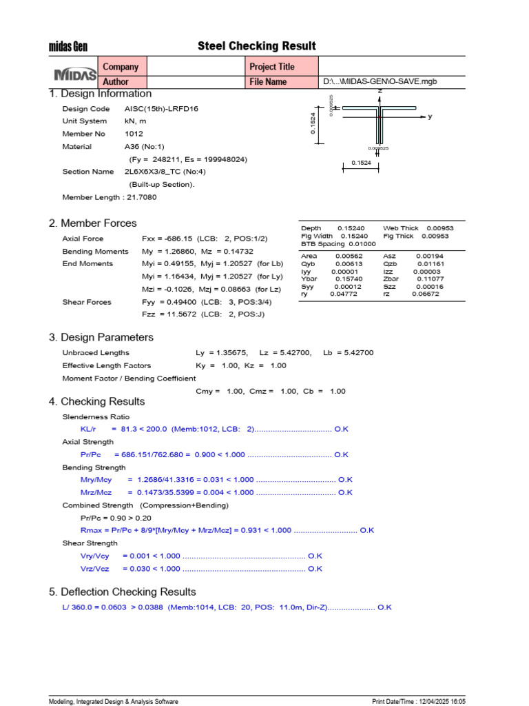 Steel Design and Analysis Report | PDF | Mechanical Engineering