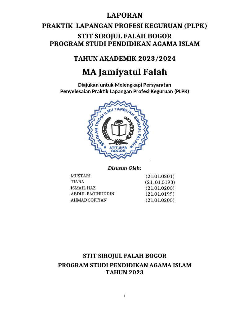 Laporan PLPK Pendidikan Agama Islam | PDF