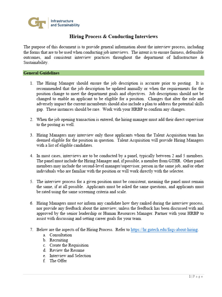 Interview Process Guidelines for Hiring | PDF | Recruitment | Job Interview