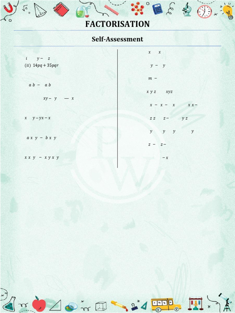Factorisation_ Self Assessment Notes __ Fundo (8th Class) | PDF