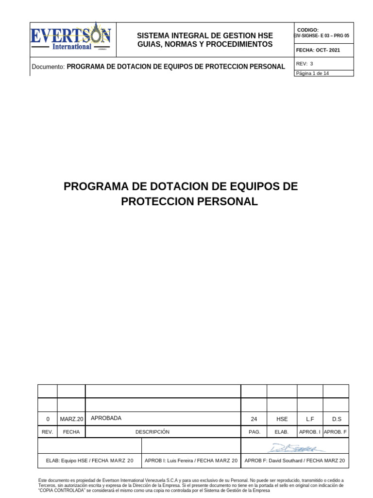 Programa 05 - Dotacion de Epp | PDF | Casco | ruido