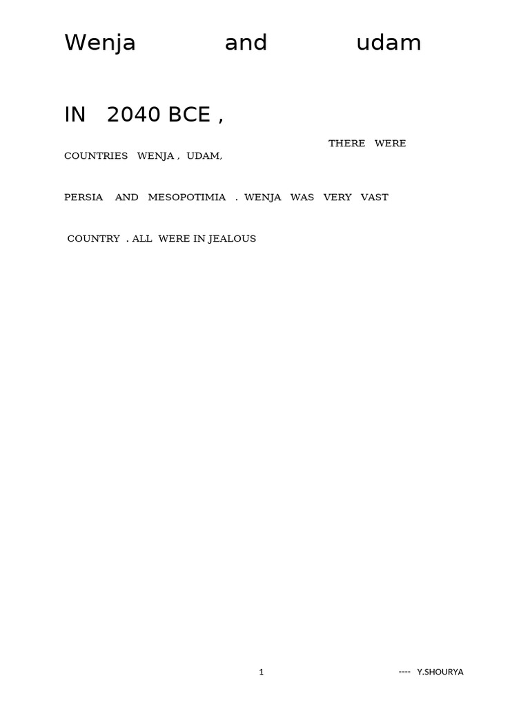 Wenja and Udam: Ancient Countries in 2040 BCE | PDF