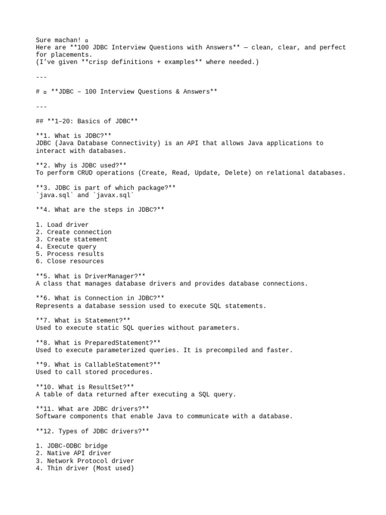 JDBC | PDF | Data Management Software | Sql