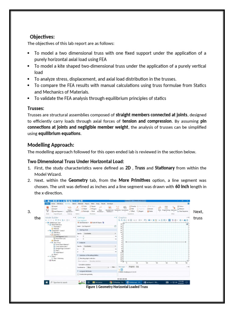 FEA Analysis of 2D Trusses: Stress & Load | PDF | Truss | Stress ...