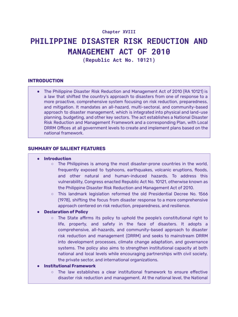 Philippine Disaster Risk Reduction and Management Act of 2010 | PDF ...