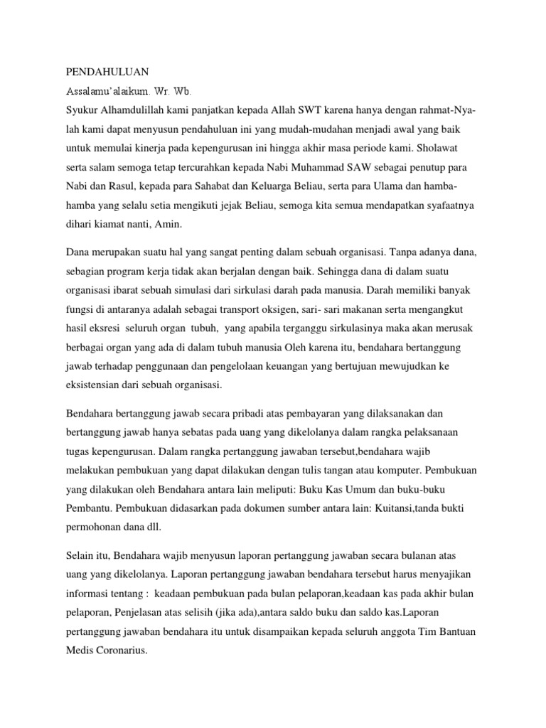 Pendahuluan Lpj Bendahara