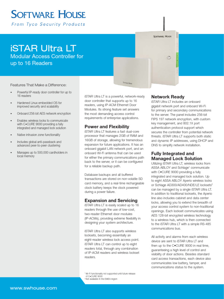 iSTAR Ultra LT: 16-Reader Access Control | PDF | Computer Network | Wi Fi