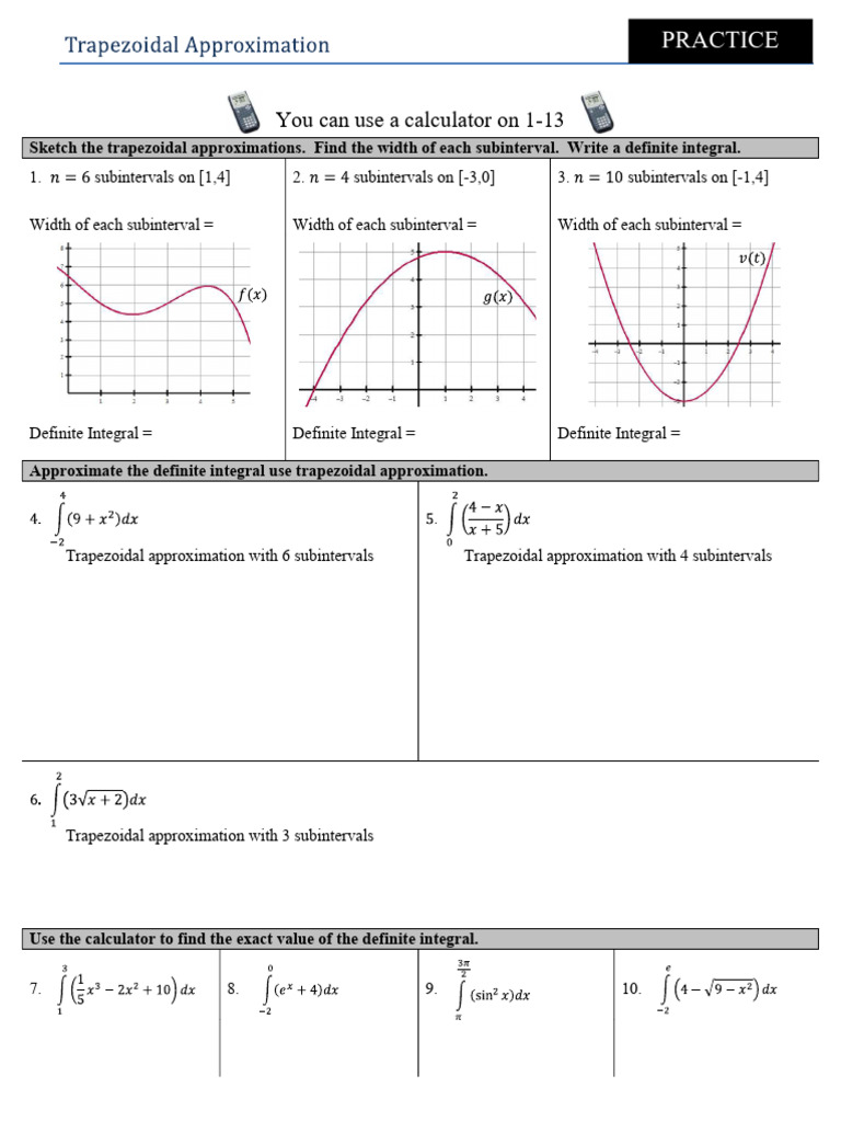 Trapezoidal Approximations and Integrals | PDF | Integral | Interval ...