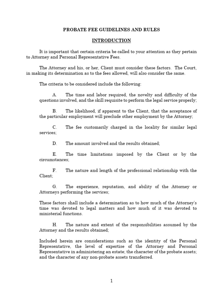 Probate Fee Guidelines and Rules | PDF | Debt | Will And Testament