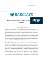 Barclays' Strategic Position Regarding New Financial Market Regulations