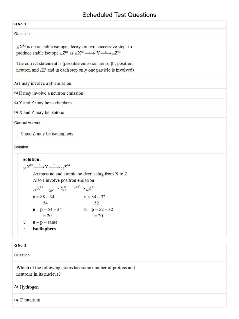 Atomic Structure Basic+Mole Answers | PDF