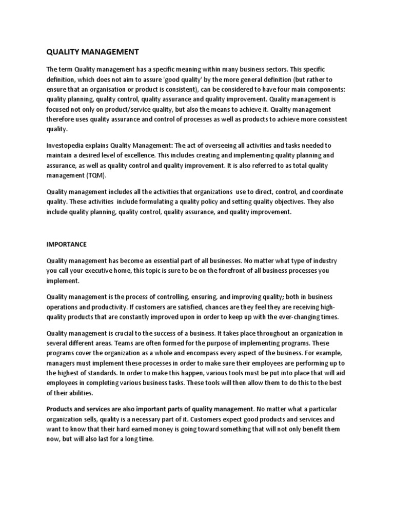 Understanding Quality Management Principles | PDF | Quality Management ...