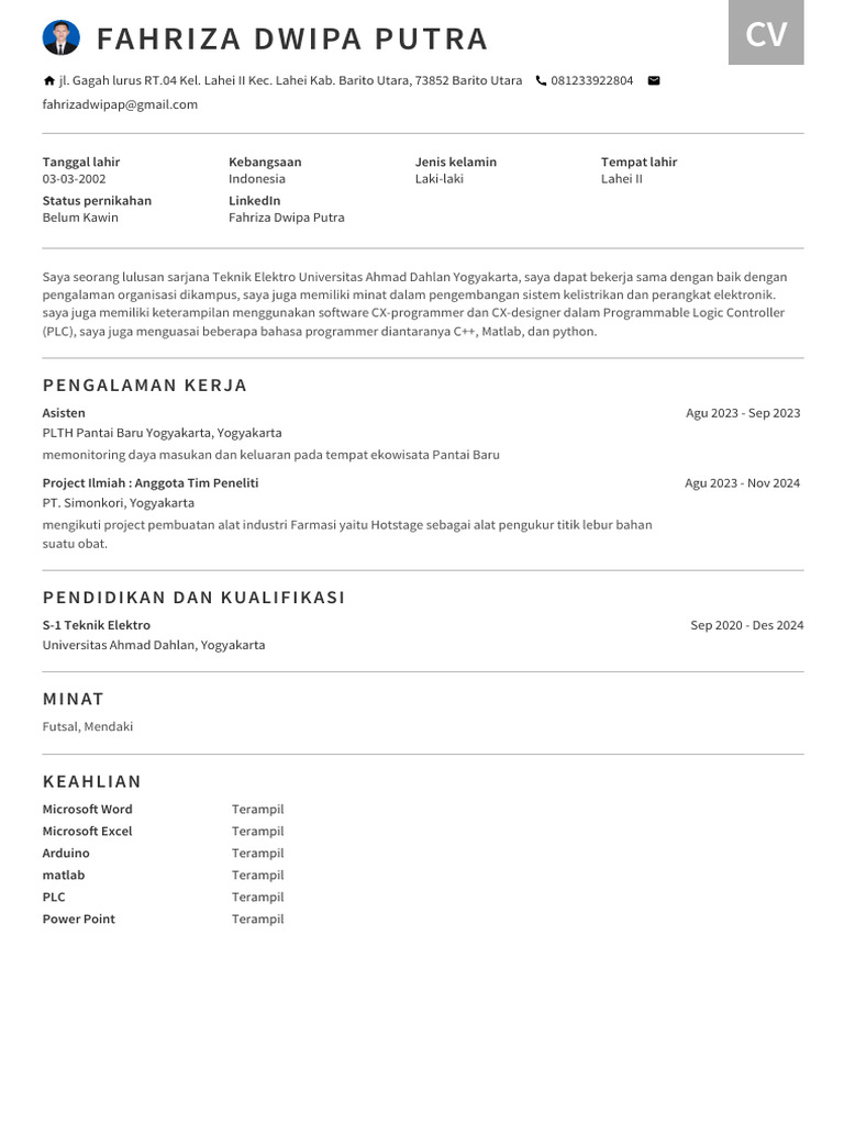 Fahriza Dwipa Putra | PDF