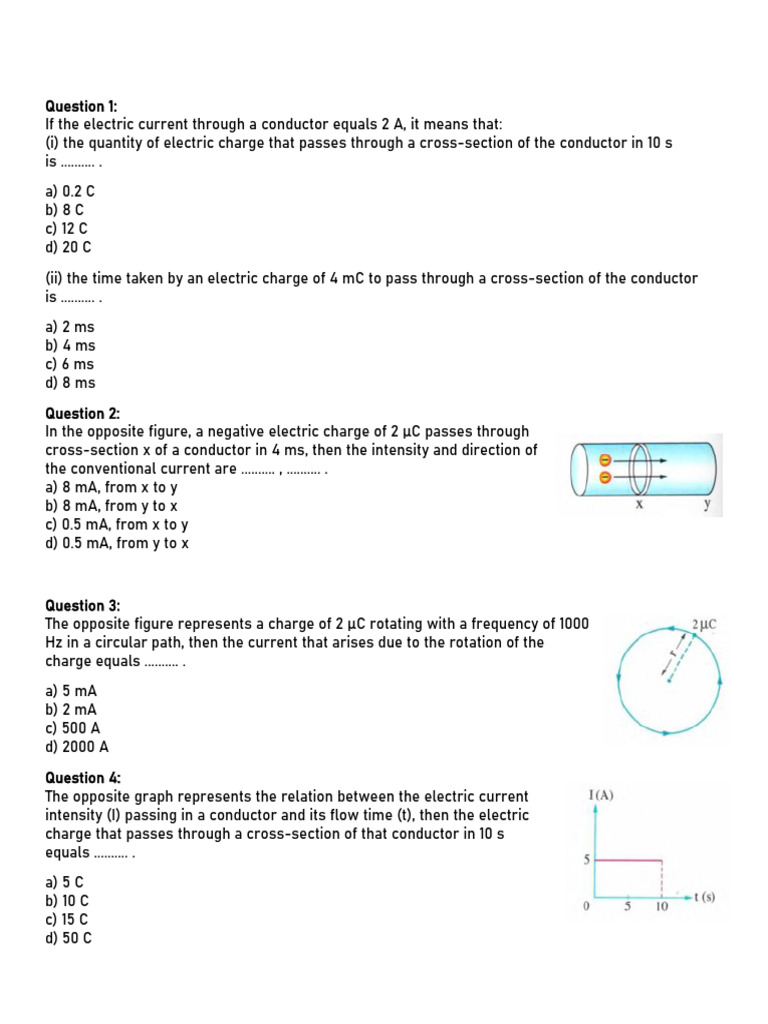 Electric Current and Resistance Problems | PDF | Electric Current ...
