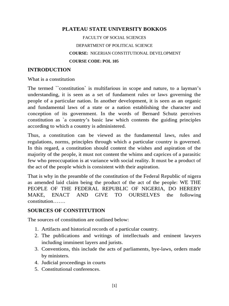 Pol 105 Nigeria Const. Dev-1 | PDF | Constitution | Nigeria