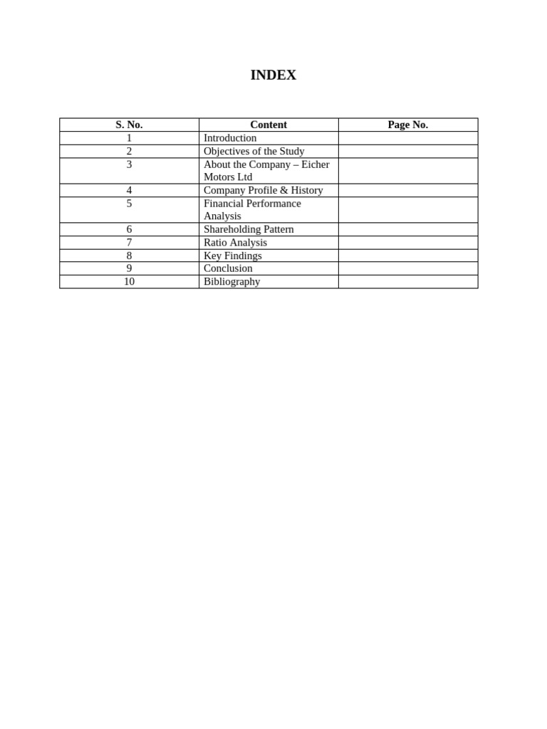 CBSE FM Project Index Template | PDF