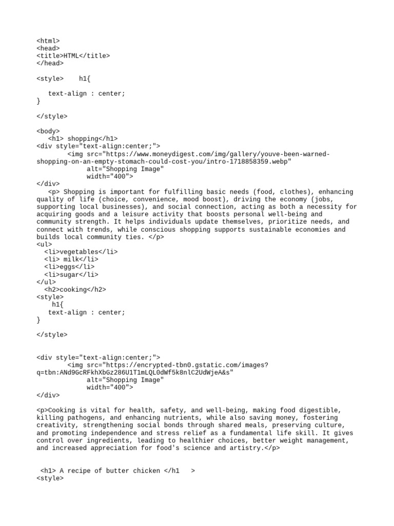 html code 1 | PDF | Cooking | Foods
