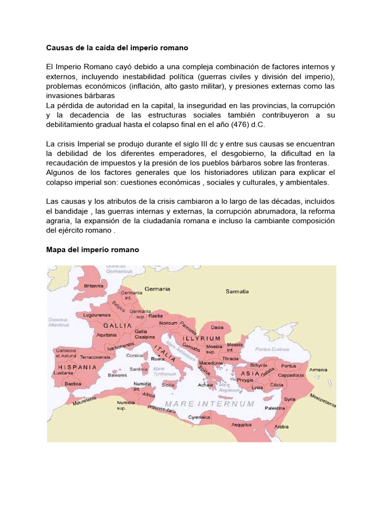 Causas de la caída del Imperio Romano | PDF