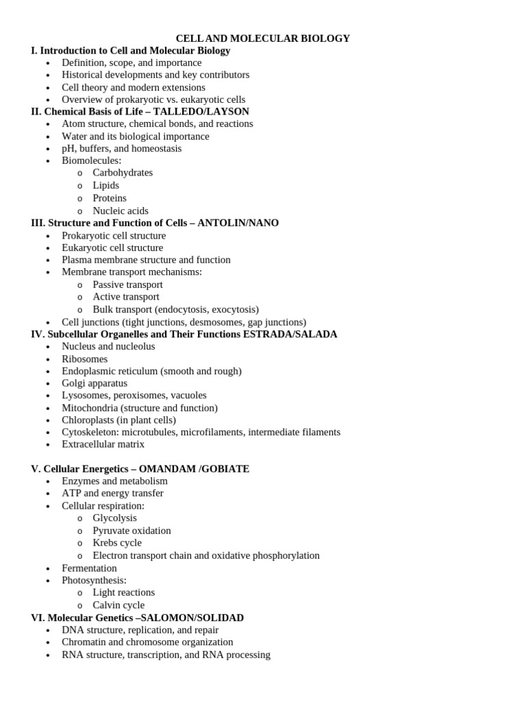 Cell and Molecular Biology Overview | PDF | Cell (Biology) | Biology