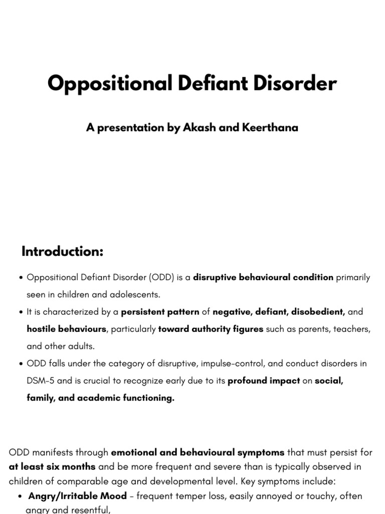 Understanding Oppositional Defiant Disorder | PDF | Attention Deficit ...