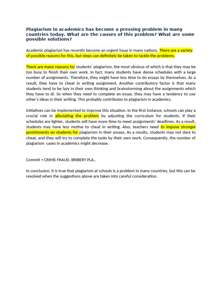 Plagiarism in Academics Has Become A Pressing Problem in Many Countries ...