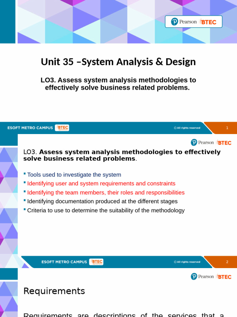 HND SAD W8 User and System Requirements | PDF | Software Development ...