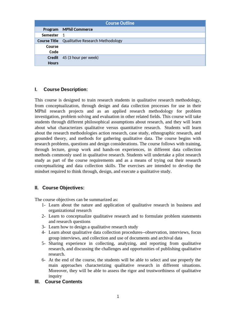 Qual Research Methodology_MPhil (1) | PDF | Qualitative Research ...