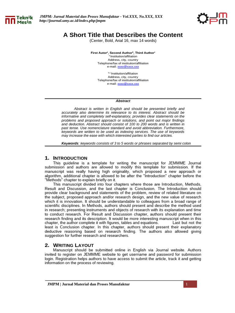 Format Jurnal Naskah Publikasi JMPM 2018 | PDF | Citation | Abstract ...