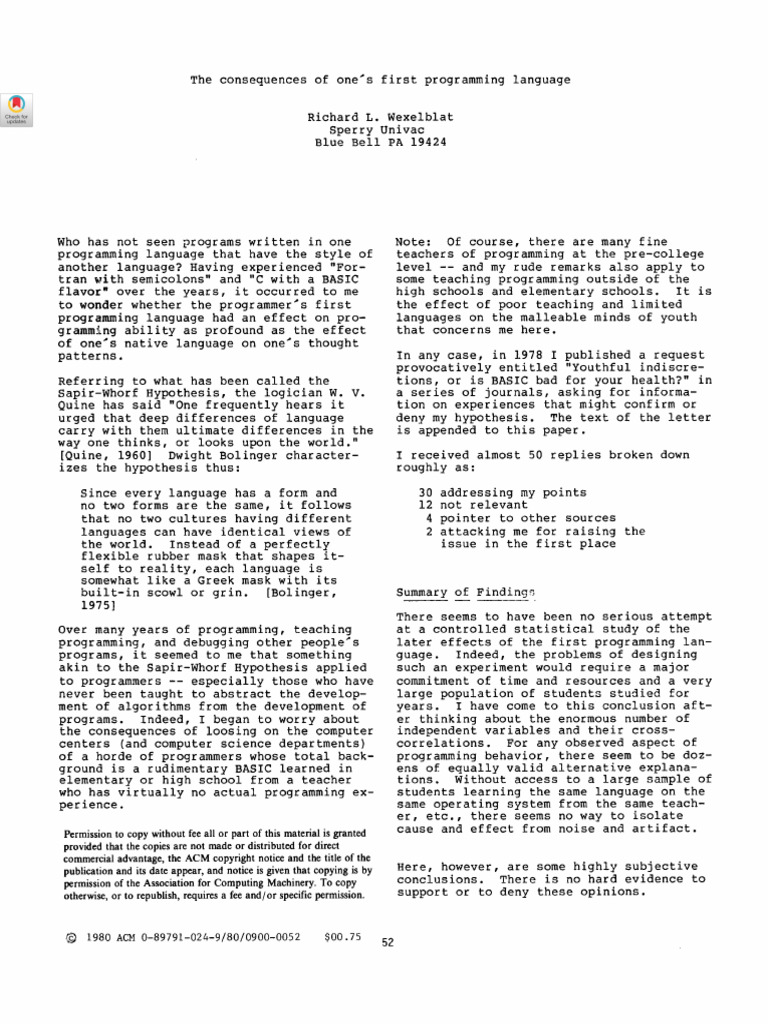 Impact of First Programming Language | PDF | Computer Programming ...