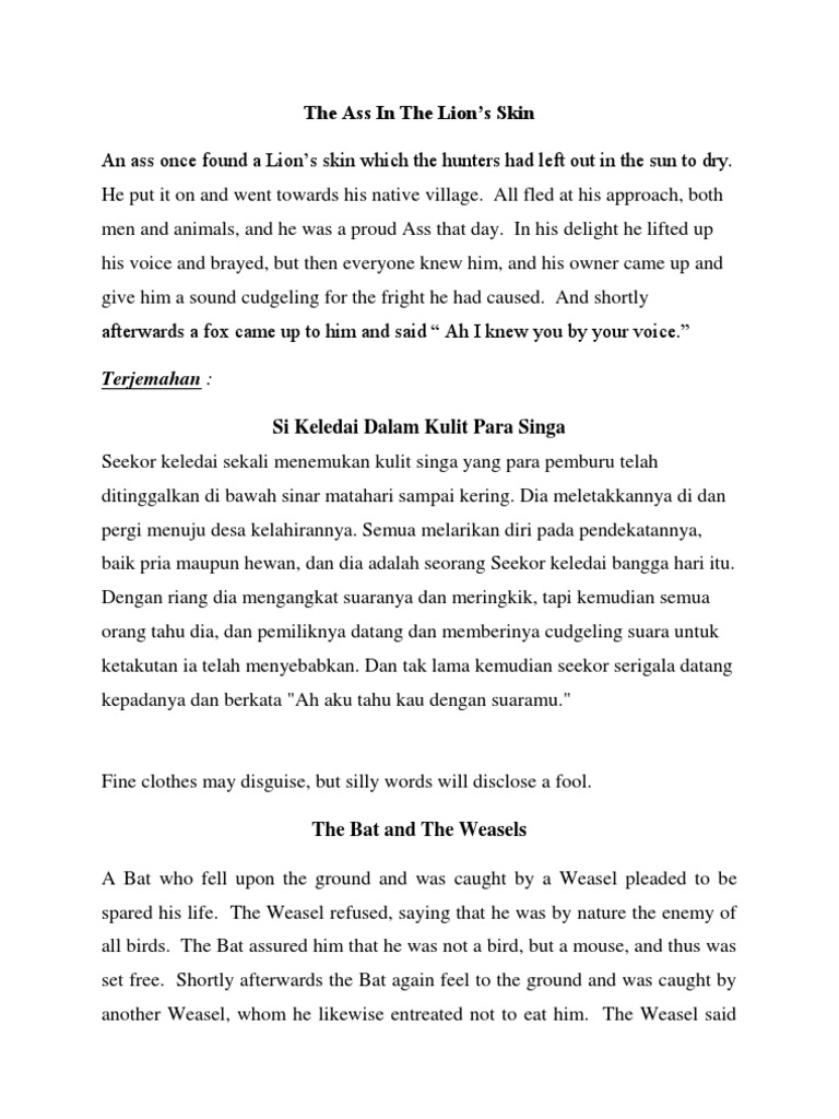 Fables with Moral Lessons | PDF