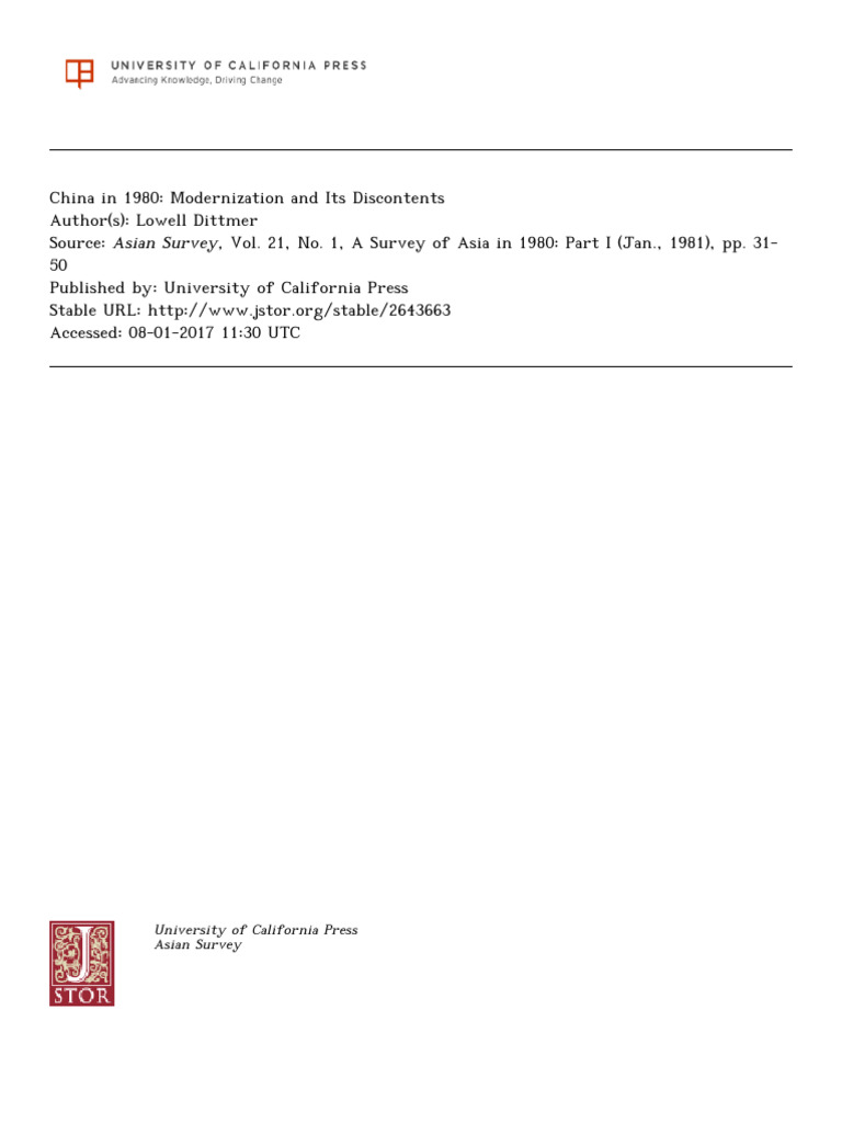 China in 1980 Modernization and Its Discontents | PDF | Deng Xiaoping ...