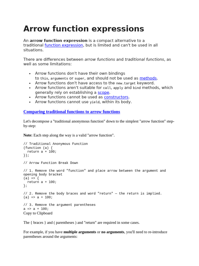 Understanding Arrow Functions in JavaScript | PDF | Parameter (Computer ...