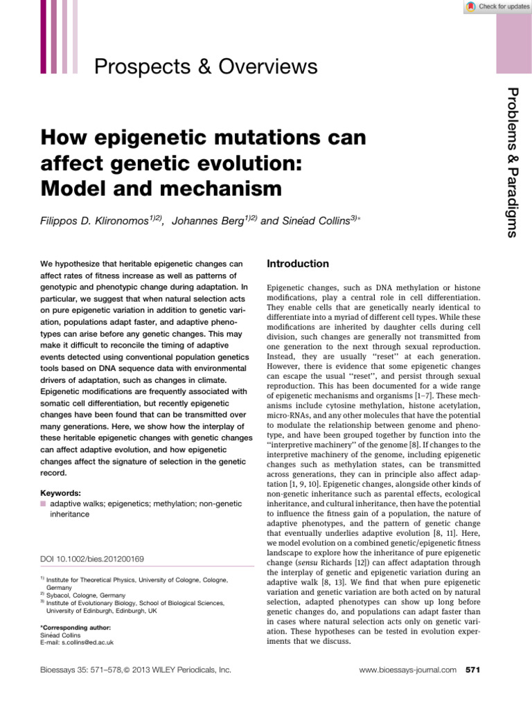 Epigenetic Mutations in Evolution | PDF | Epigenetics | Mutation