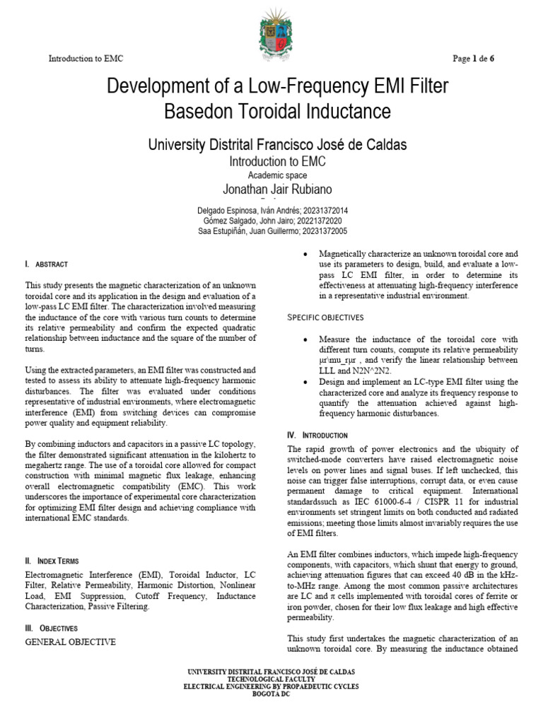 Toroidal Core EMI Filter Design Guide | PDF | Electromagnetic ...