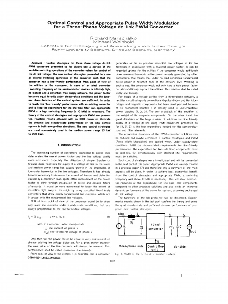 Optimal Control and Appropriate Pulse Width Modulation For A Three ...