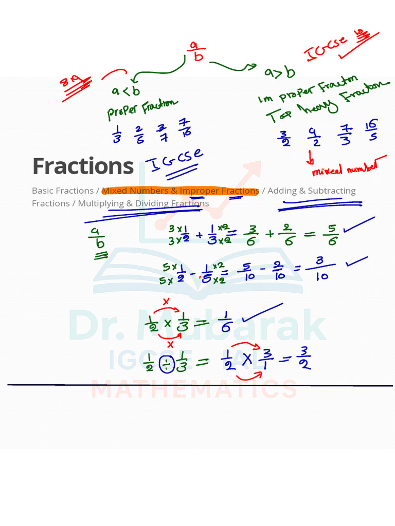 Mastering Fractions: Exercises & Solutions | PDF | Discrete Mathematics ...