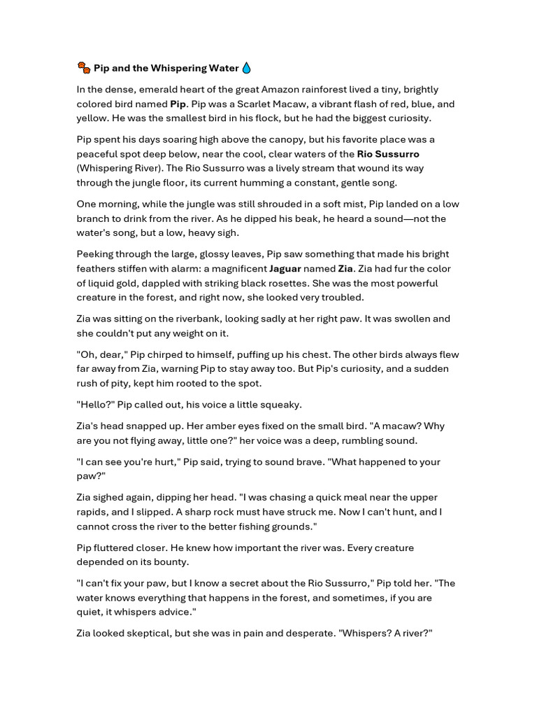 Pip and the Whispering Water | PDF | Birds