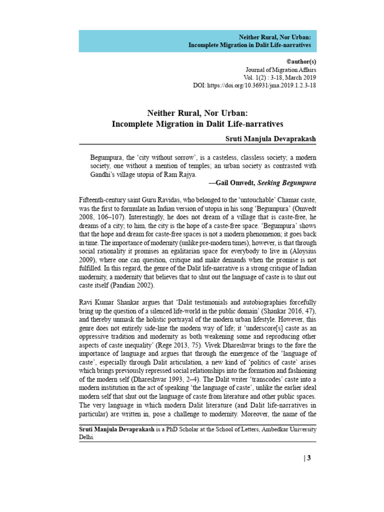 Dalit Life-Narratives and Migration | PDF | Dalit | Caste